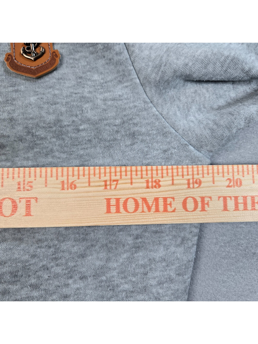 BeLuyi Hoodie Womens Sz M Gray Asymmetrical Side Zip Fleece Jacket Anchor Patch - Picture 4 of 9